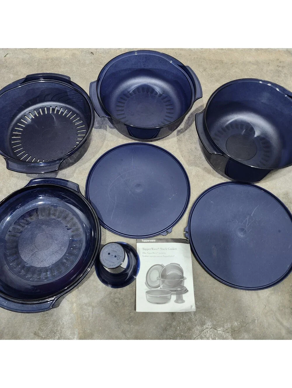 Tupperware Tupperwave Stack Cooker System 7 Piece Microwave Cooking Blue 3L EUC